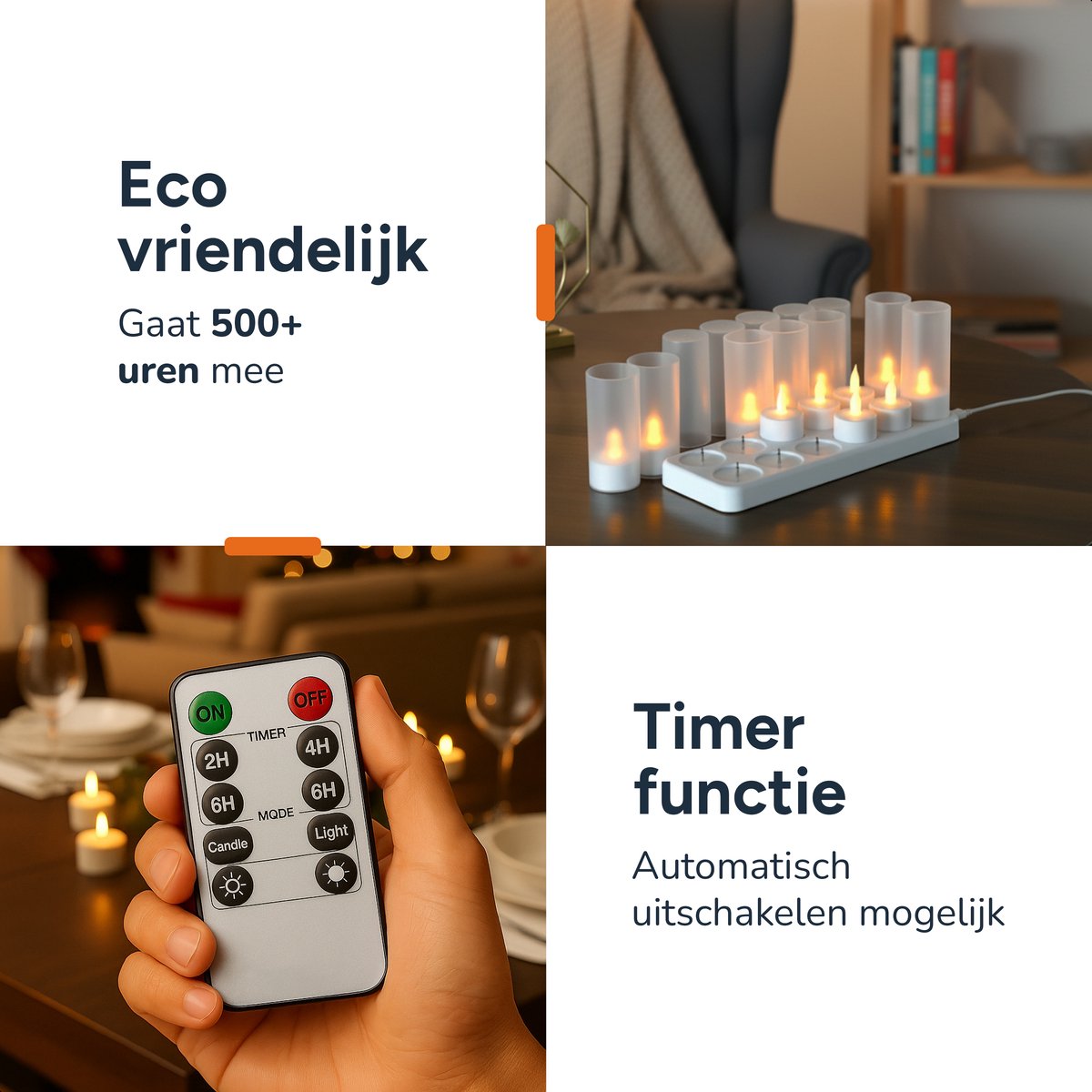Luft – Realistische LED Stompkaarsen – 12 stuks – Inclusief Afstandsbediening – Timerfunctie – Dimbaar – Echt Was – Beige