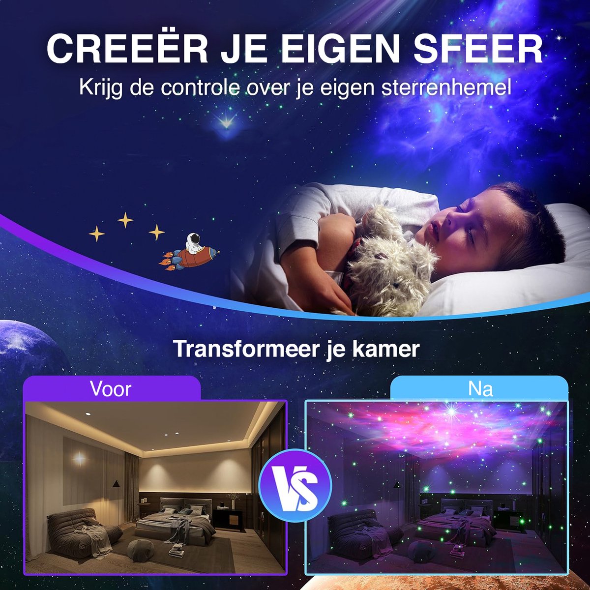 Swiftvein Astronaut Sterren Projector - Galaxy Projector met afstandsbediening - 8 kleurencombinaties