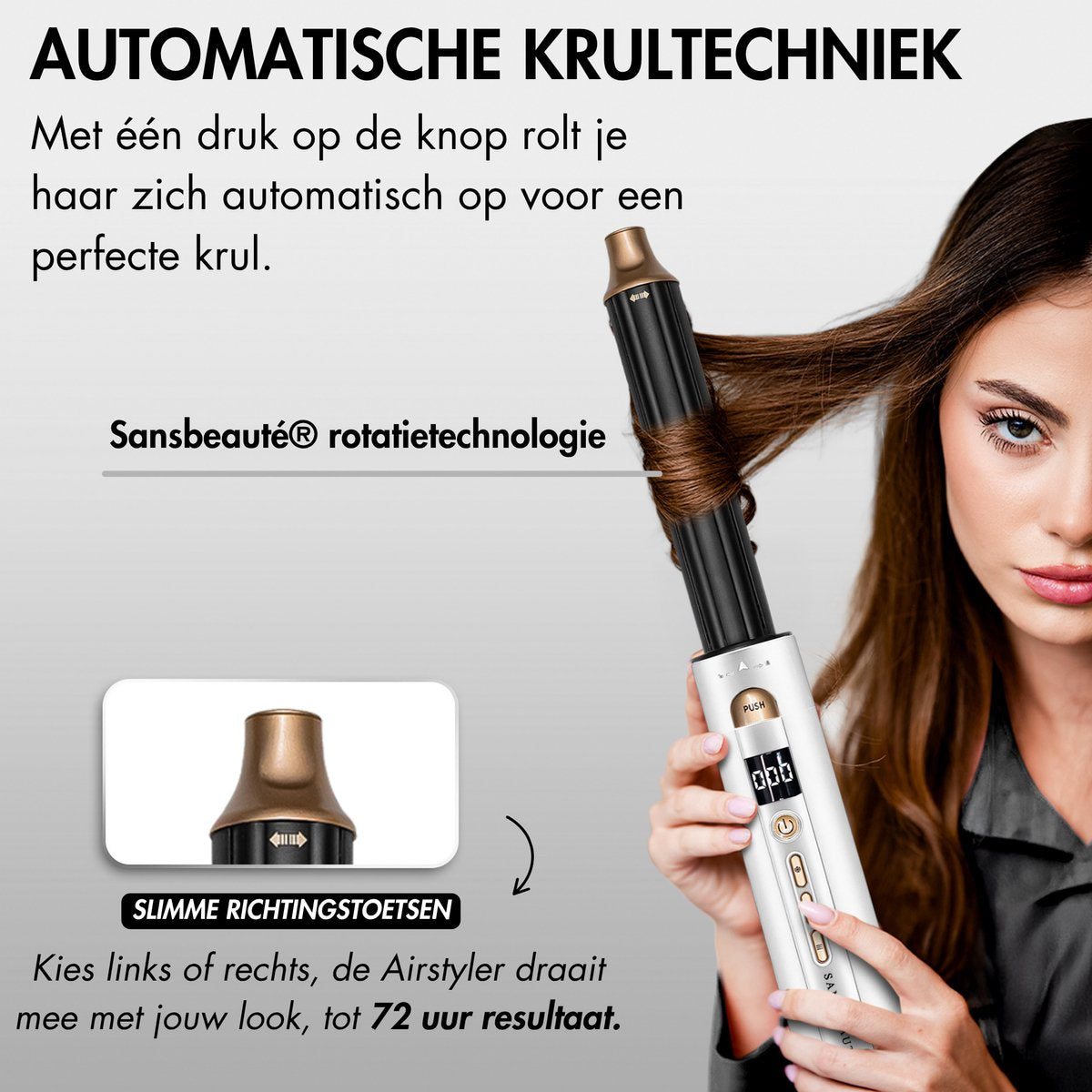 Sansbeauté 4-in-1 Airstyler - Multistyler - Föhnborstel - Krulborstel - Stijlborstel - 1400W - Ionentechnologie - Wit/Goud