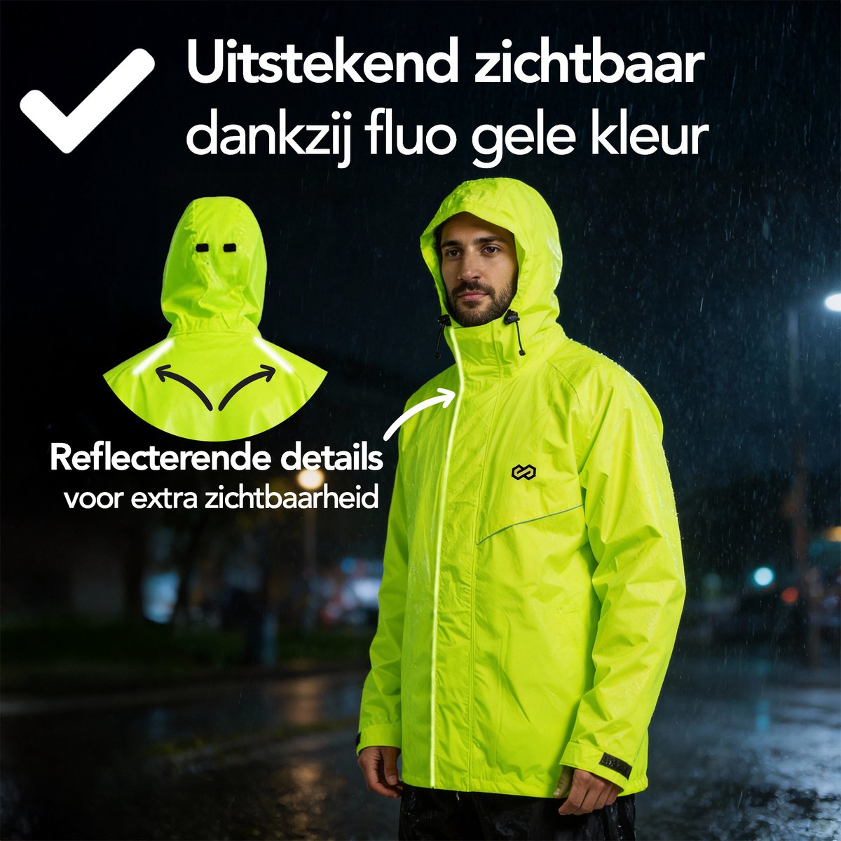 Infinity Goods Regenpak Nikki - Waterdicht & Ademend - Reflecterend - 2-delig Regenpak - Unisex - Fluo Geel - Maat XL