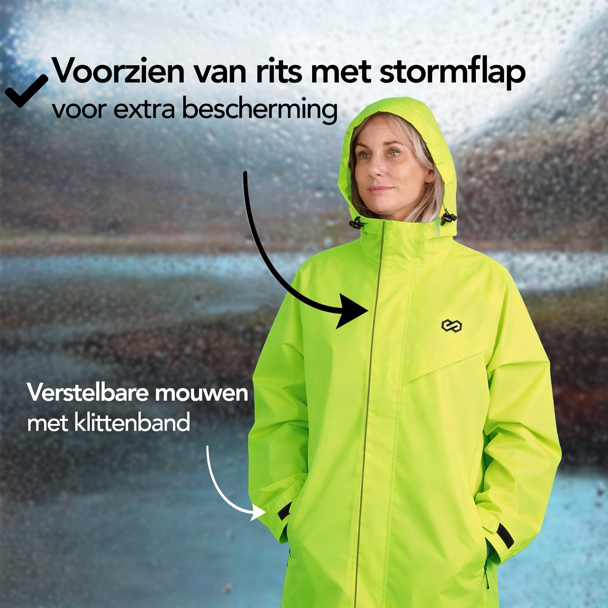Infinity Goods Regenpak Nikki - Waterdicht & Ademend - Reflecterend - 2-delig Regenpak - Unisex - Fluo Geel - Maat XL