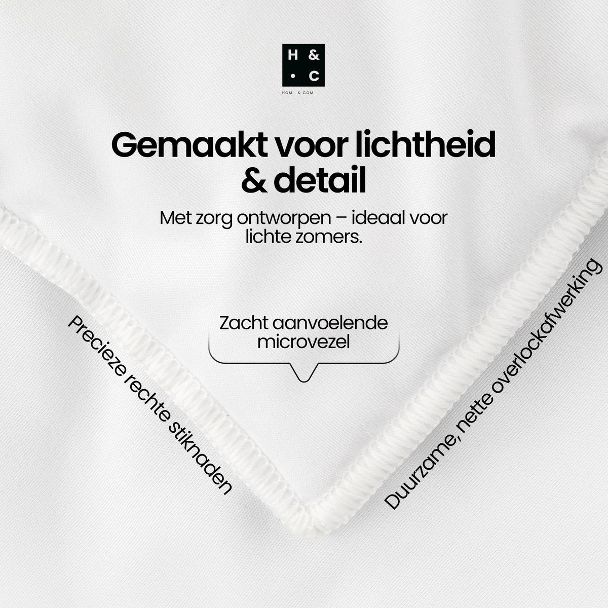 Hom&Com – Donsdeken 90% Eendendons – 155x220 cm – 4 Seizoenen – Satijnen Rand – OEKO-TEX & Diervriendelijk Gecertificeerd – Wit