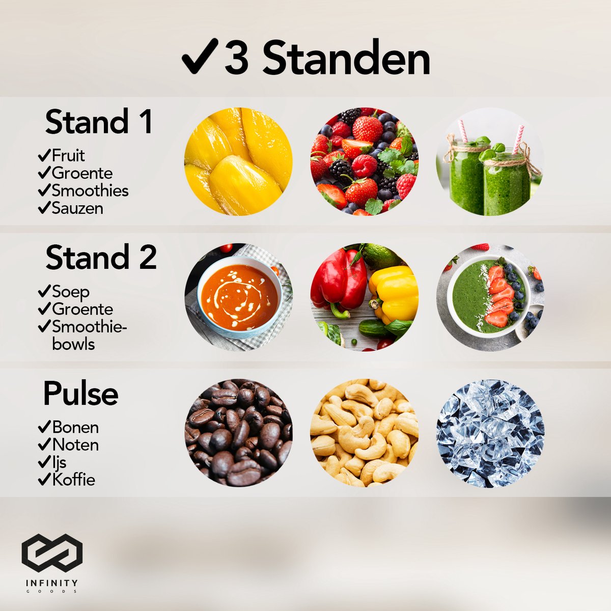 Infinity Goods Blender - 3 in 1 - 14 Delige Set - 400W - Zwart