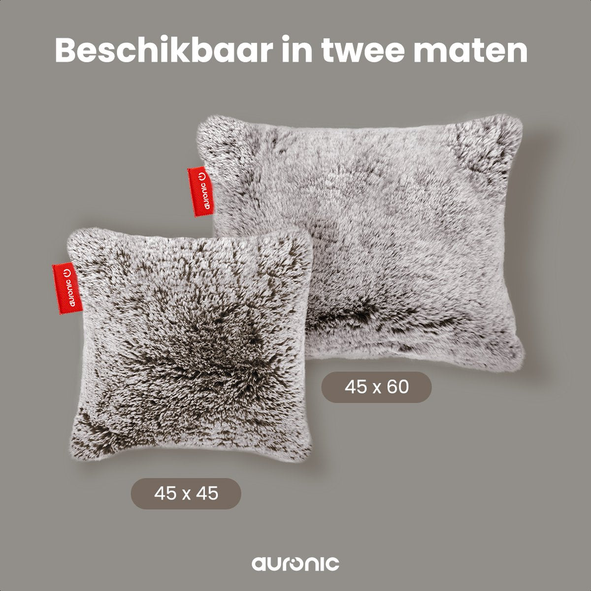 Auronic Verwarmingskussen - Teddy - 45x45 - Oplaadbaar - Elektrisch kussen - Infrarood - Grijs