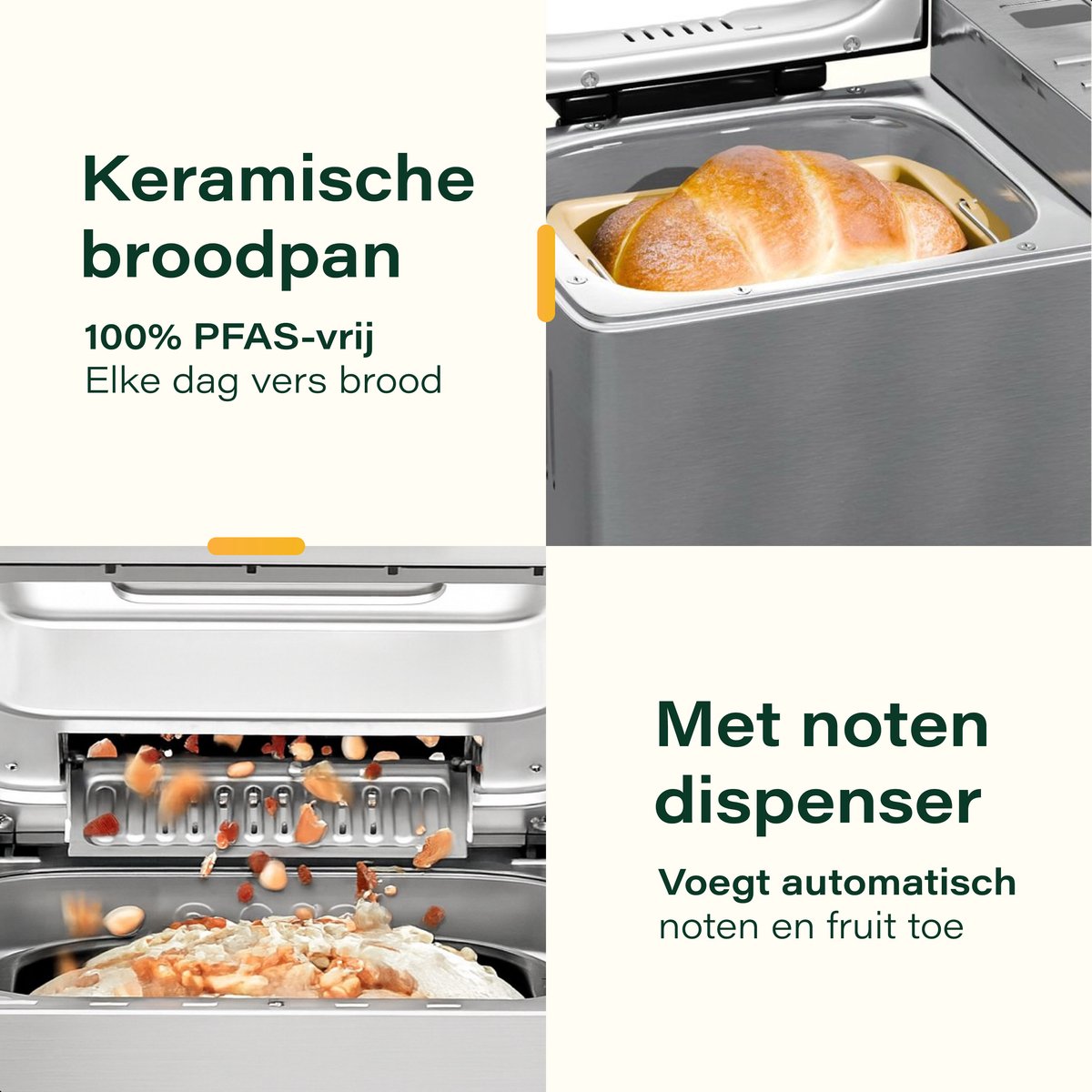 Skoov Bakemaster Broodbakmachine | RVS - Keramisch - 345x248x310 mm - 650W - 19 programma's - PFAS & Teflon vrij