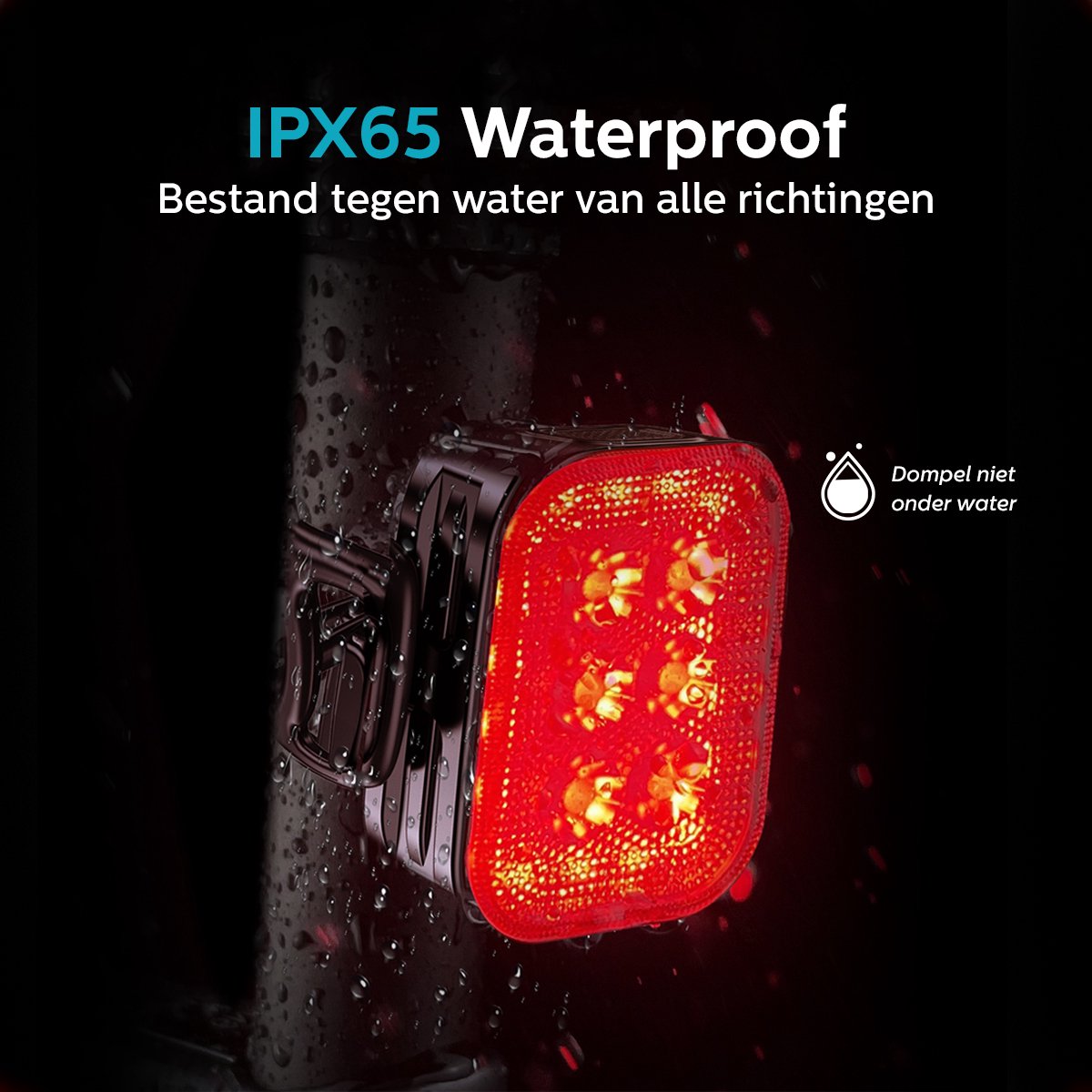 Inlustro LED Fietslamp Set – Voor- en Achterlicht – USB Oplaadbaar – Waterdicht – 7,5 x 3,2 cm – Zwart