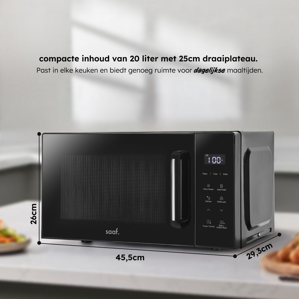 Saaf Magnetron - 20L -Touchscreen - 700W - Zwart - 462×332×264 mm