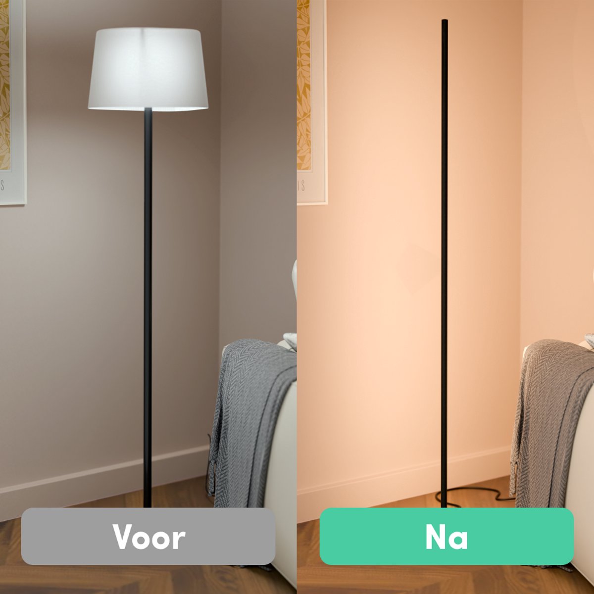 Nolt Vloerlamp - Staande Lamp - Dimbaar - 2700K - Mat Zwart