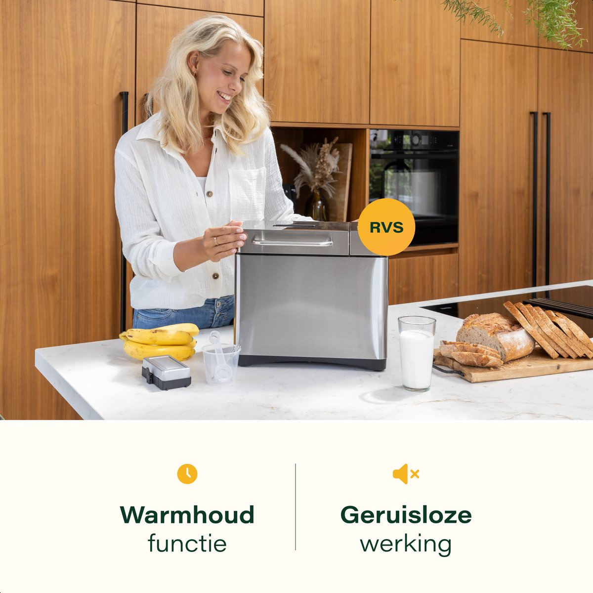 Skoov Bakemaster Broodbakmachine | RVS - Keramisch - 345x248x310 mm - 650W - 19 programma's - PFAS & Teflon vrij