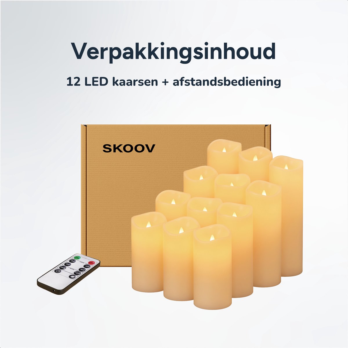 Luft – Realistische LED Stompkaarsen – 12 stuks – Inclusief Afstandsbediening – Timerfunctie – Dimbaar – Echt Was – Beige