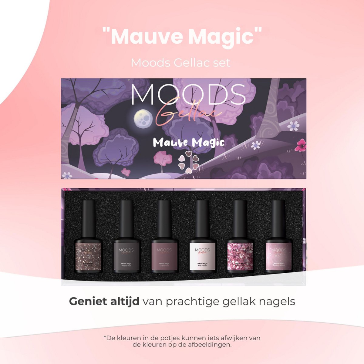 Moods Gellac 6-delige Set – Gellak Starterspakket – Gel Nagellak 8ML – Mauve Magic – Chique Neutrale Kleuren – 6 x 8ML