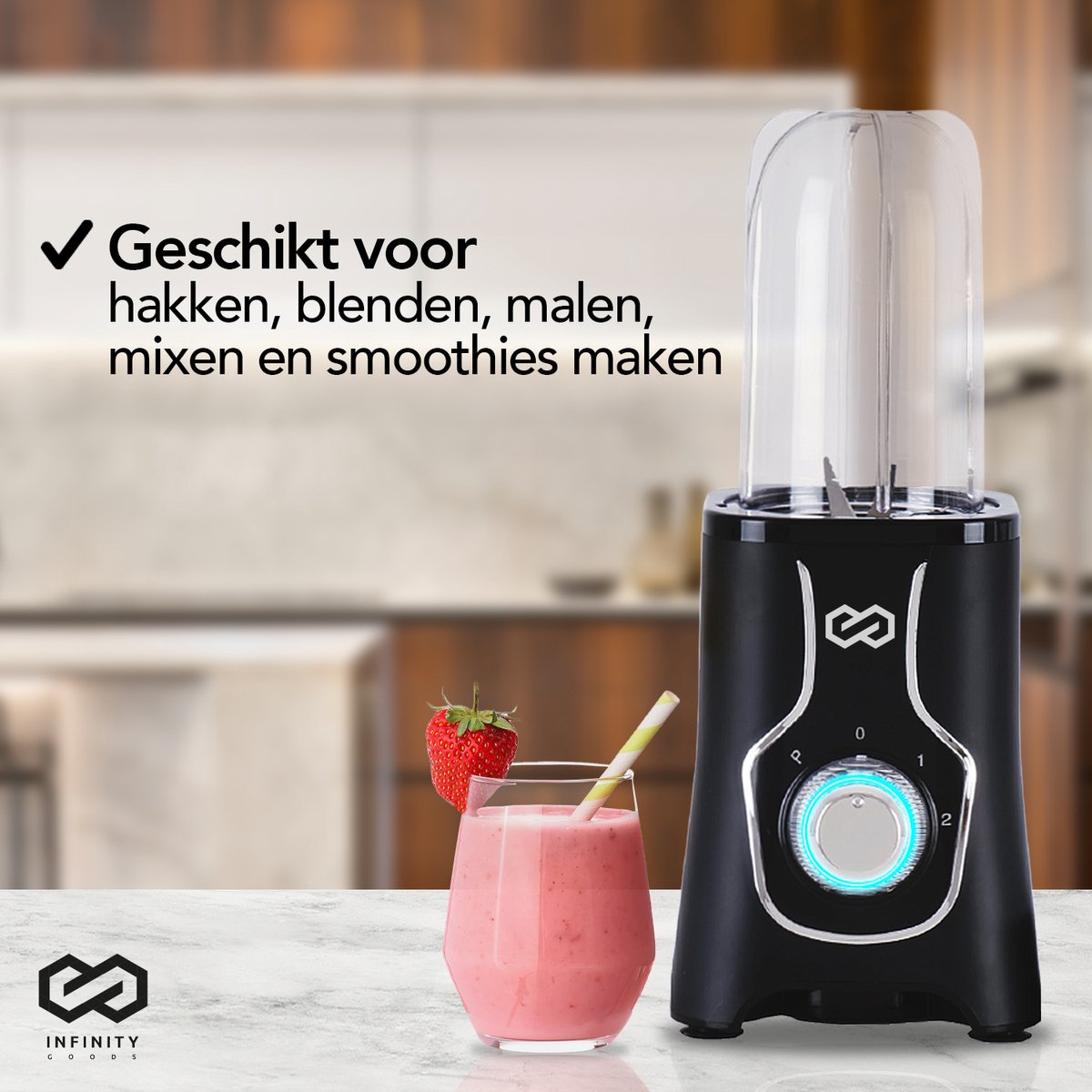 Infinity Goods Blender - 3 in 1 - 14 Delige Set - 400W - Zwart