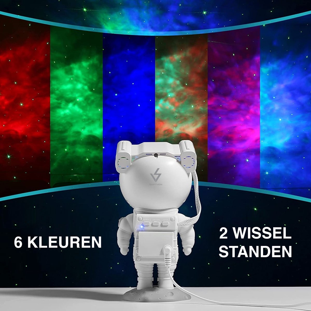 Swiftvein Astronaut Sterren Projector - Galaxy Projector met afstandsbediening - 8 kleurencombinaties