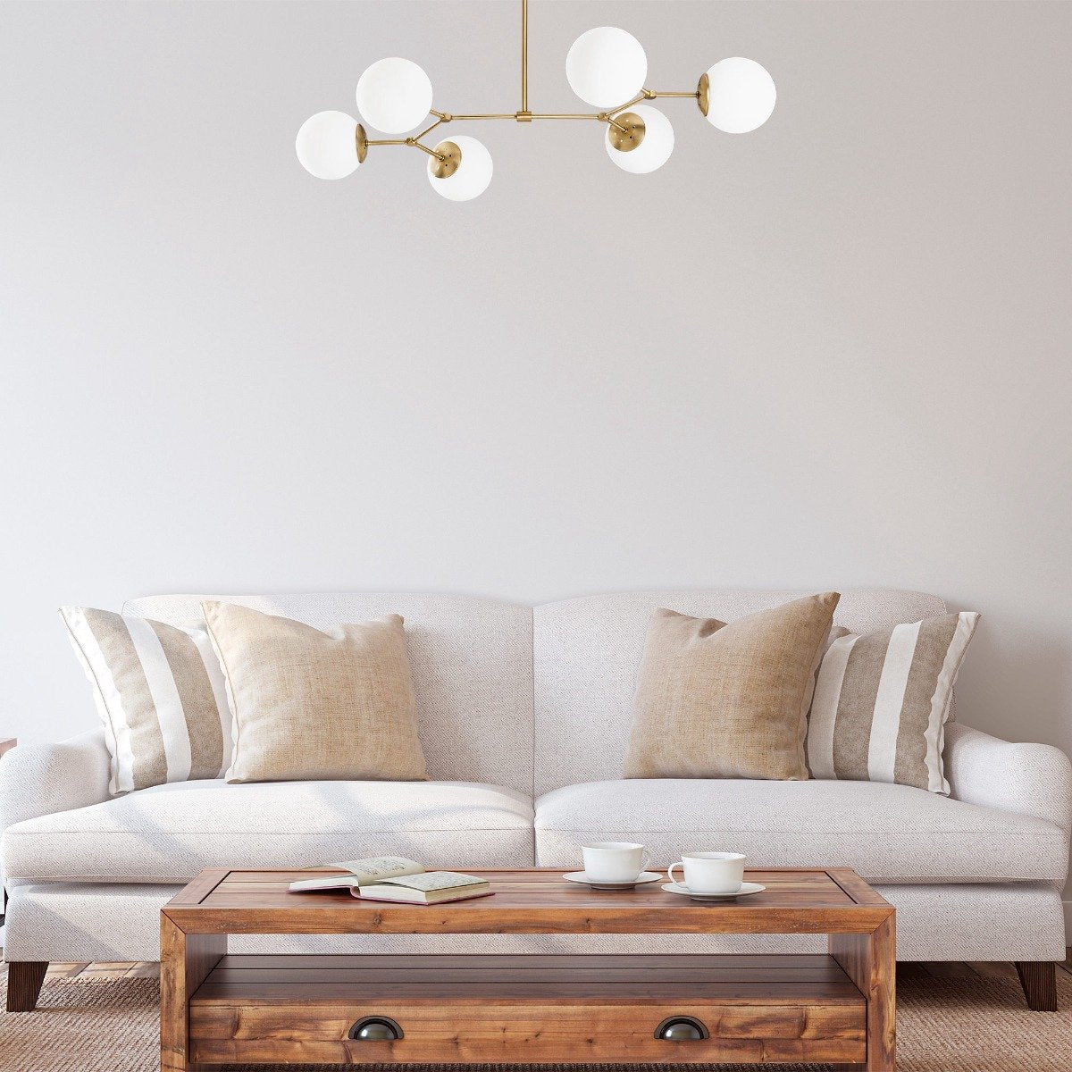 Hanglamp Damar 6-Lichts – 100x58x48 cm – Geel/Wit – Metaal – In hoogte verstelbaar