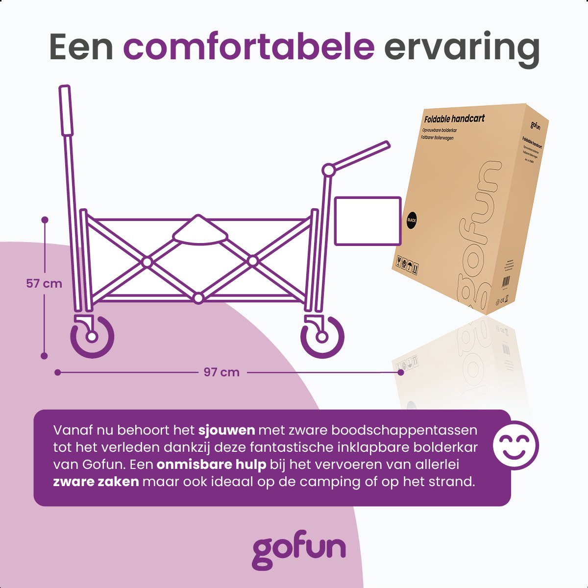 Gofun - Bolderkar & Bolderwagen - 150 kg Draagvermogen - Opvouwbaar Met 360 Graden Draaibare Wielen - 83 x 44 x 26 cm - Metaal & Polyester - Zwart