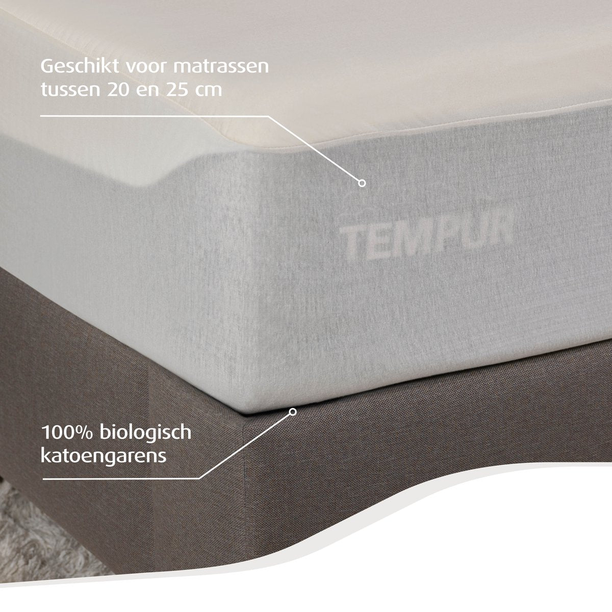 Home by TEMPUR® matrasbeschermer - 80 x 200 x 25 cm – waterdicht – verkoelend – anti huisstofmijt – cooling TENCEL – nature