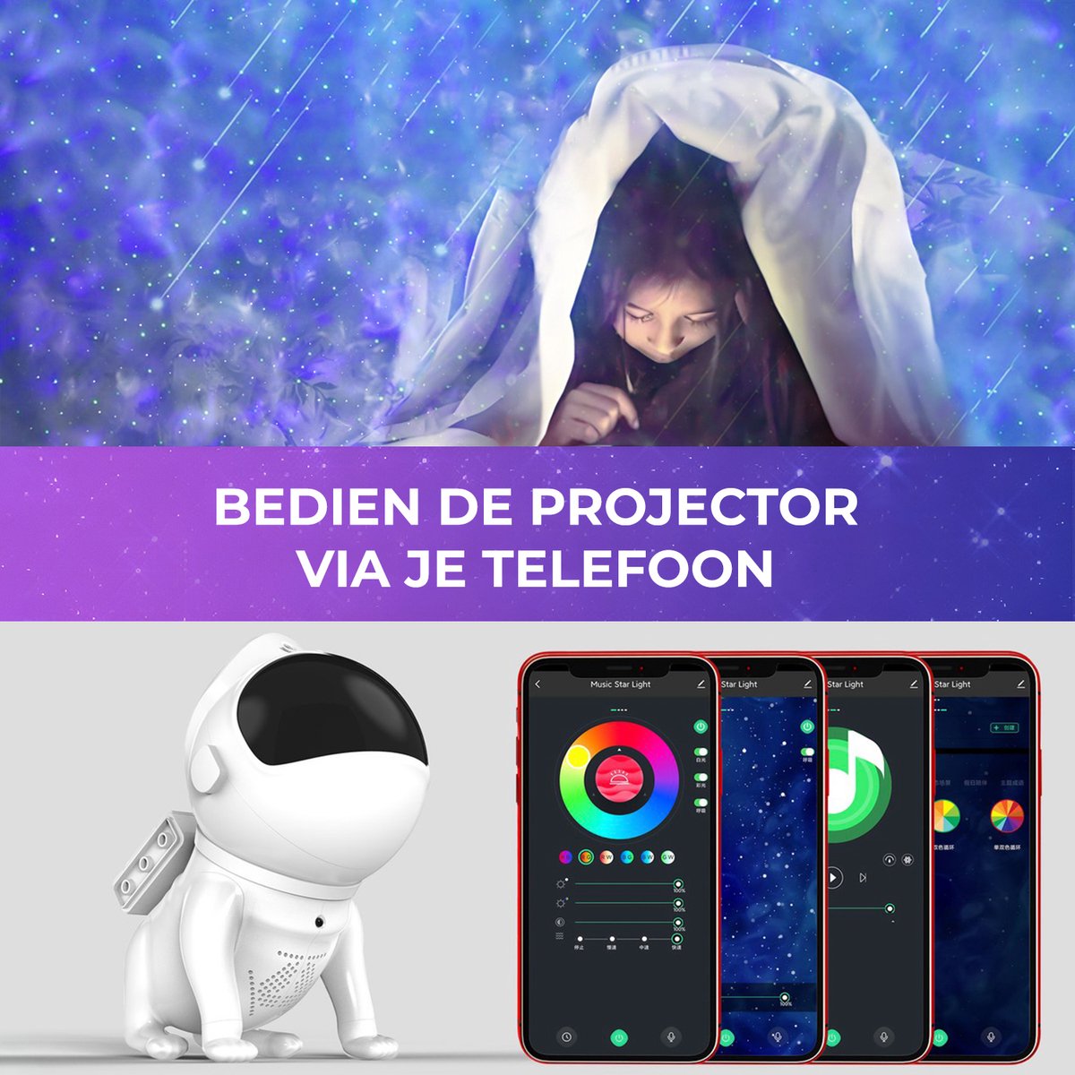 MostEssential Premium Sterren Projector - Space Dog Edition - 3000 lm - Incl. App