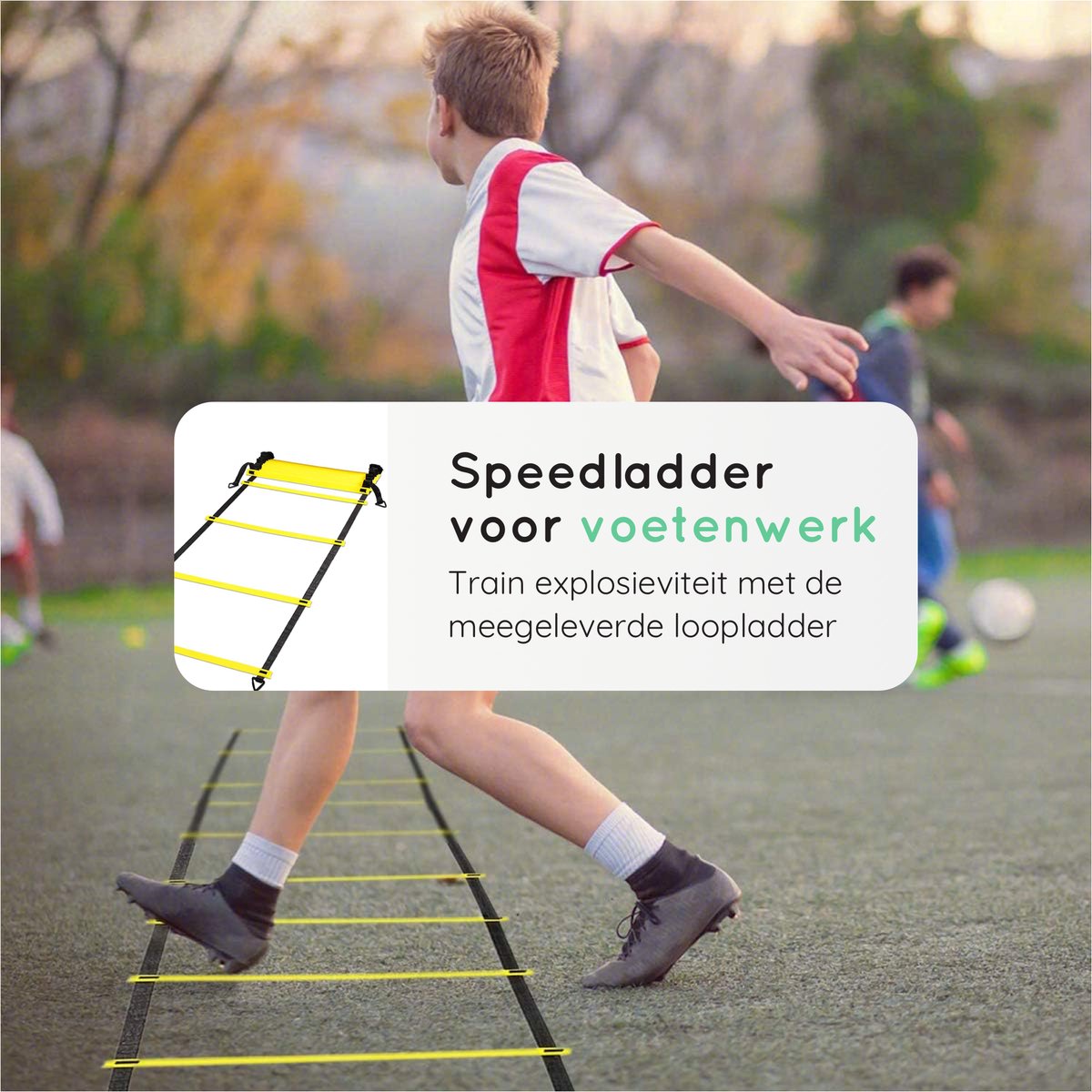 Volcan Voetbal Trainingsmateriaal Set - Training Spullen - Trainingshoedjes - Pionnen - Speedladder - Kegels - Weerstandsbanden - Weerstandsparachute - Baltrainer - Incl. draagtas