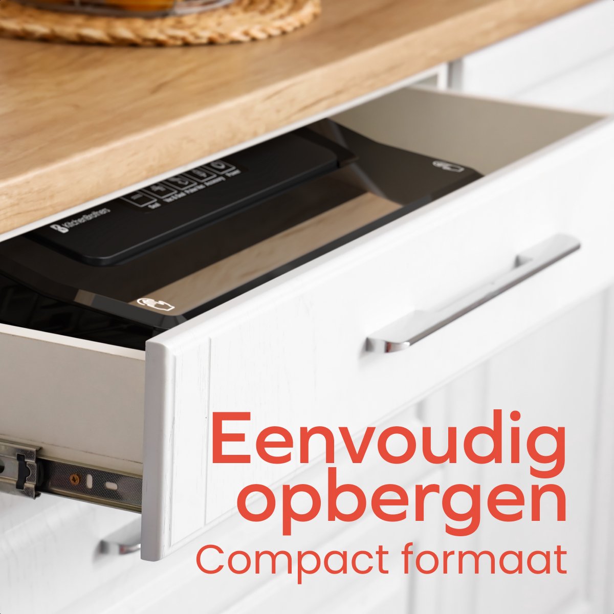 KitchenBrothers – Vacumeermachine – 4 Functies & Inclusief 40 PFAS-vrije Zakken – Voorzien Van Pulse-functie En Vacuümslang – Voor Sous-vide En Meal Prep – Zwart Kunststof
