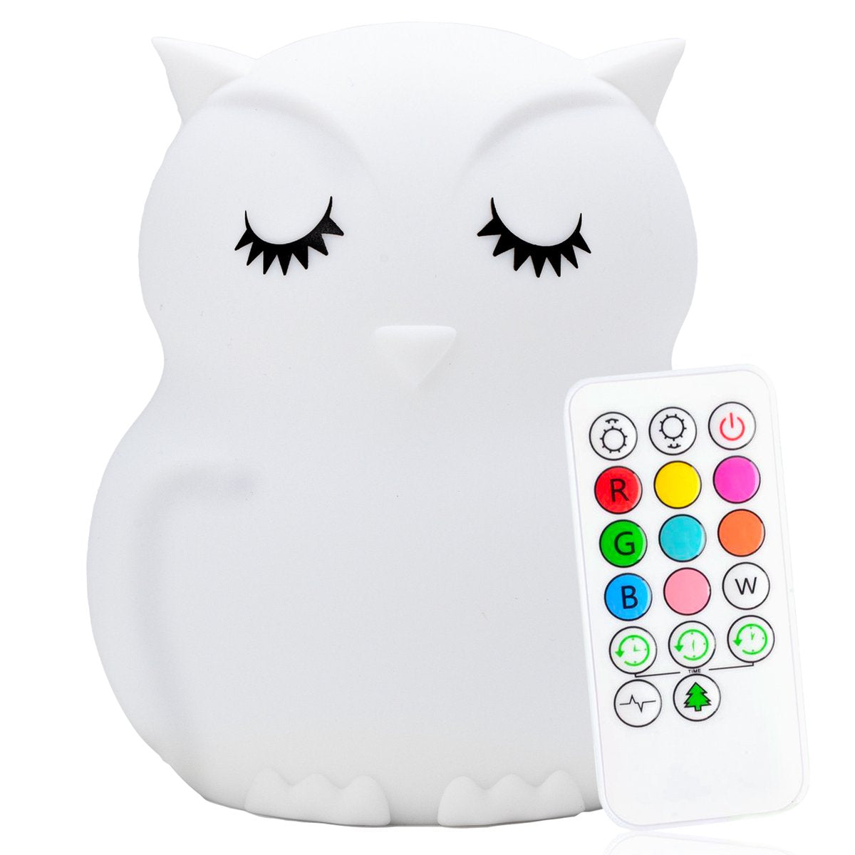 Sleepy Friends Kinder Nachtlampje Uiltje – Dimbaar Nachtlampje Baby & Kind – 8 Kleuren – USB Oplaadbaar – Touch & Afstandsbediening – 95 x 97 x 100 mm – 169g