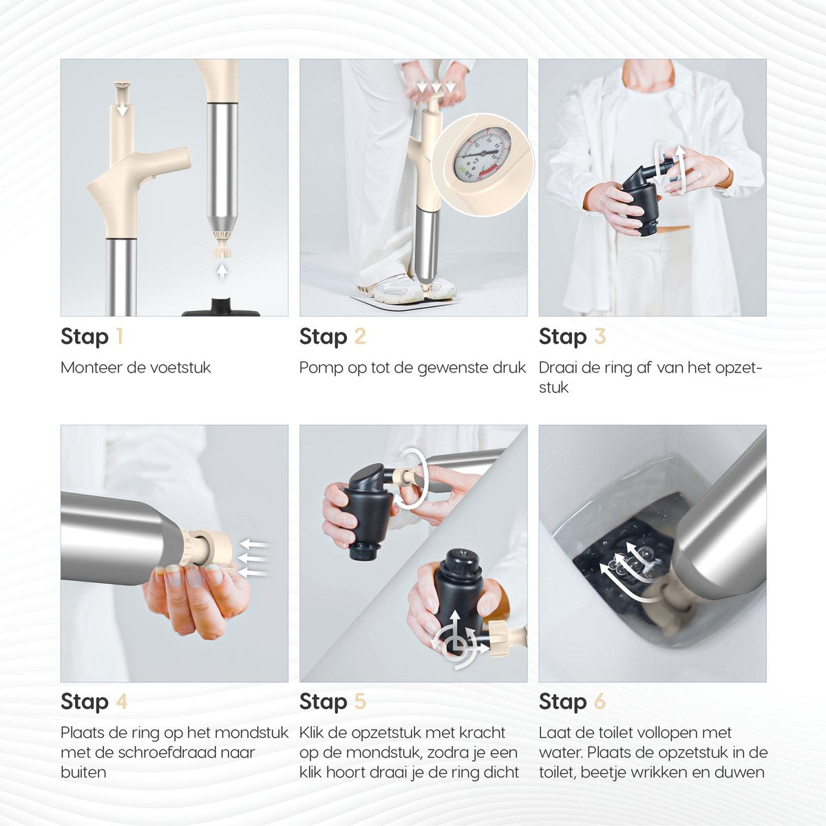 Dymac - Afvoerontstopper - Hogedruk toilet-/gootsteenontstopper - incl. afvoerveer, handschoenen en veiligheidsbril - roestvrij staal