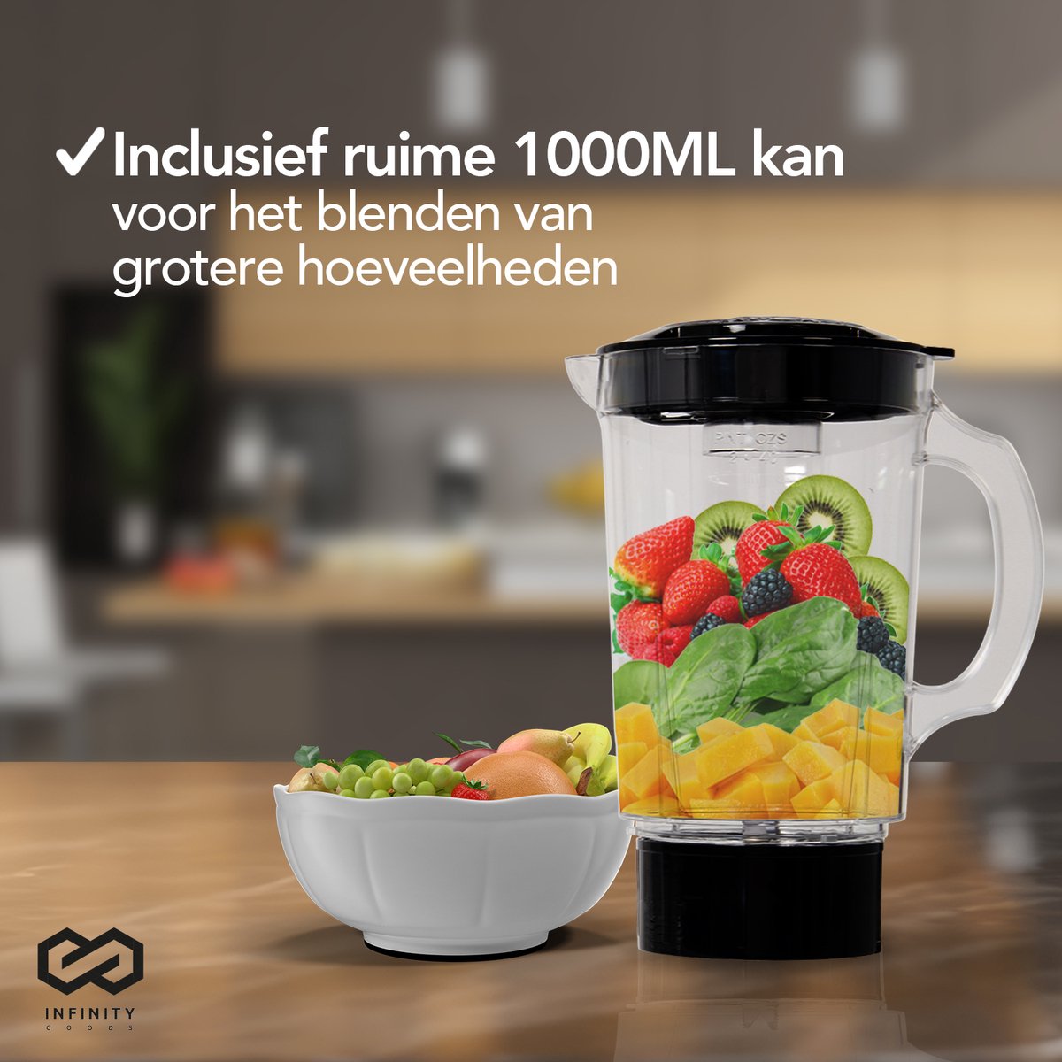 Infinity Goods Blender - 3 in 1 - 14 Delige Set - 400W - Zwart
