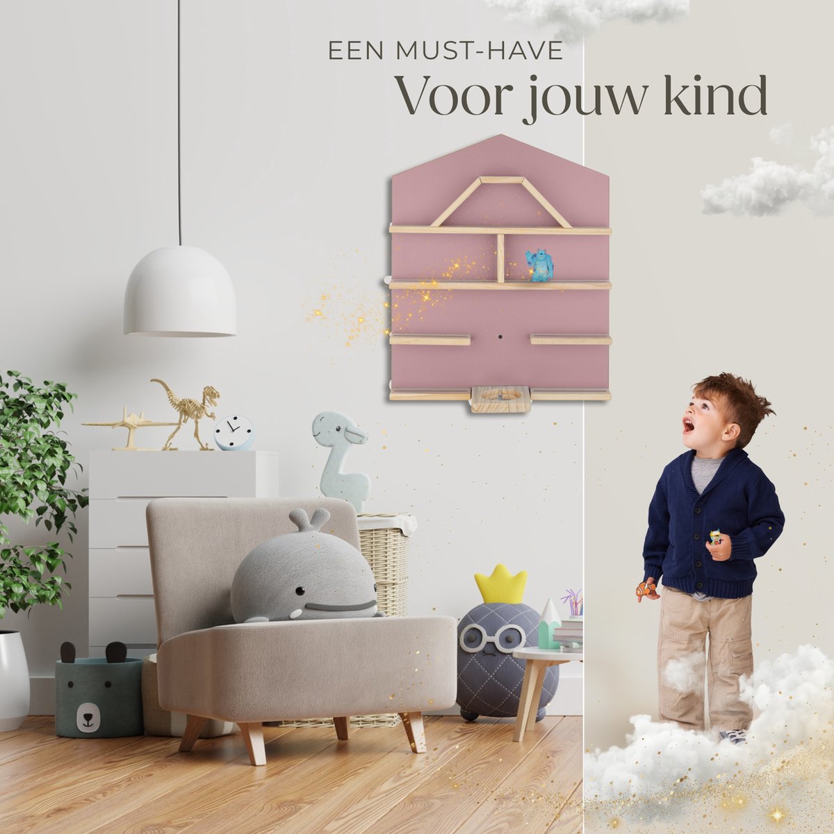tectake Mylittle Story Wandrek voor Tonies – Huisvorm – Hout – Kersenlook