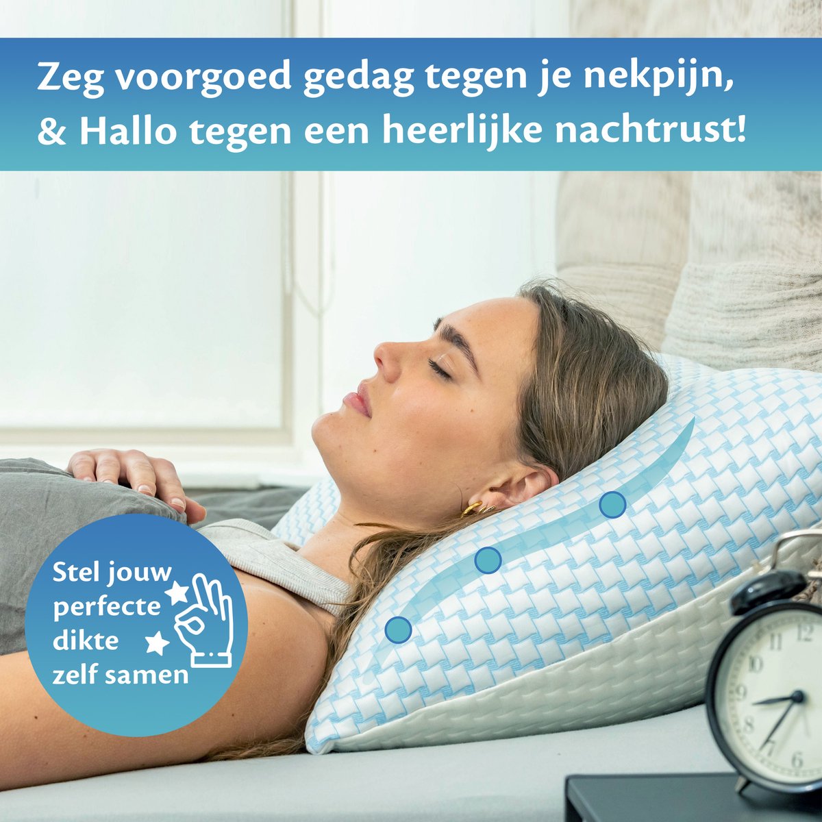 EL-Life Hoofdkussen Nekklachten - 40 x 60cm - Bamboe kussen - Traagschuim / Memory Foam vulling - Ergonomisch en Orthopedisch - Inclusief kussensloop