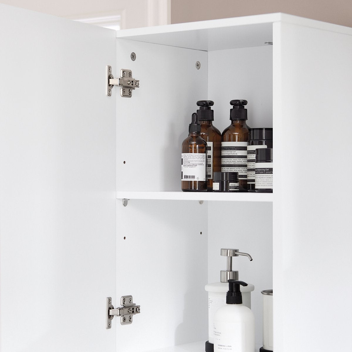 SoBuy Badkamer kolomkast - Badkamerkast met 2 deuren - Max. 50KG - 34 x 30 x 170 cm - Wit