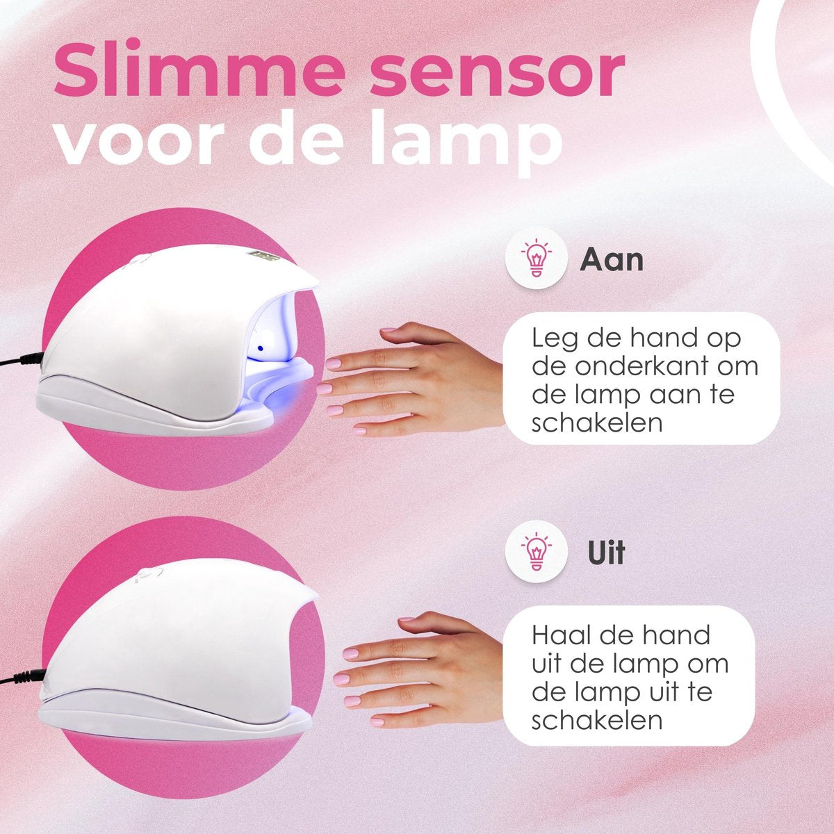Moods Gellac - Professionele Nagellamp- UV Lamp Gelnagels - Nageldroger - Bedienbaar met Knoppen - Krachtige LED Lamp - Wit