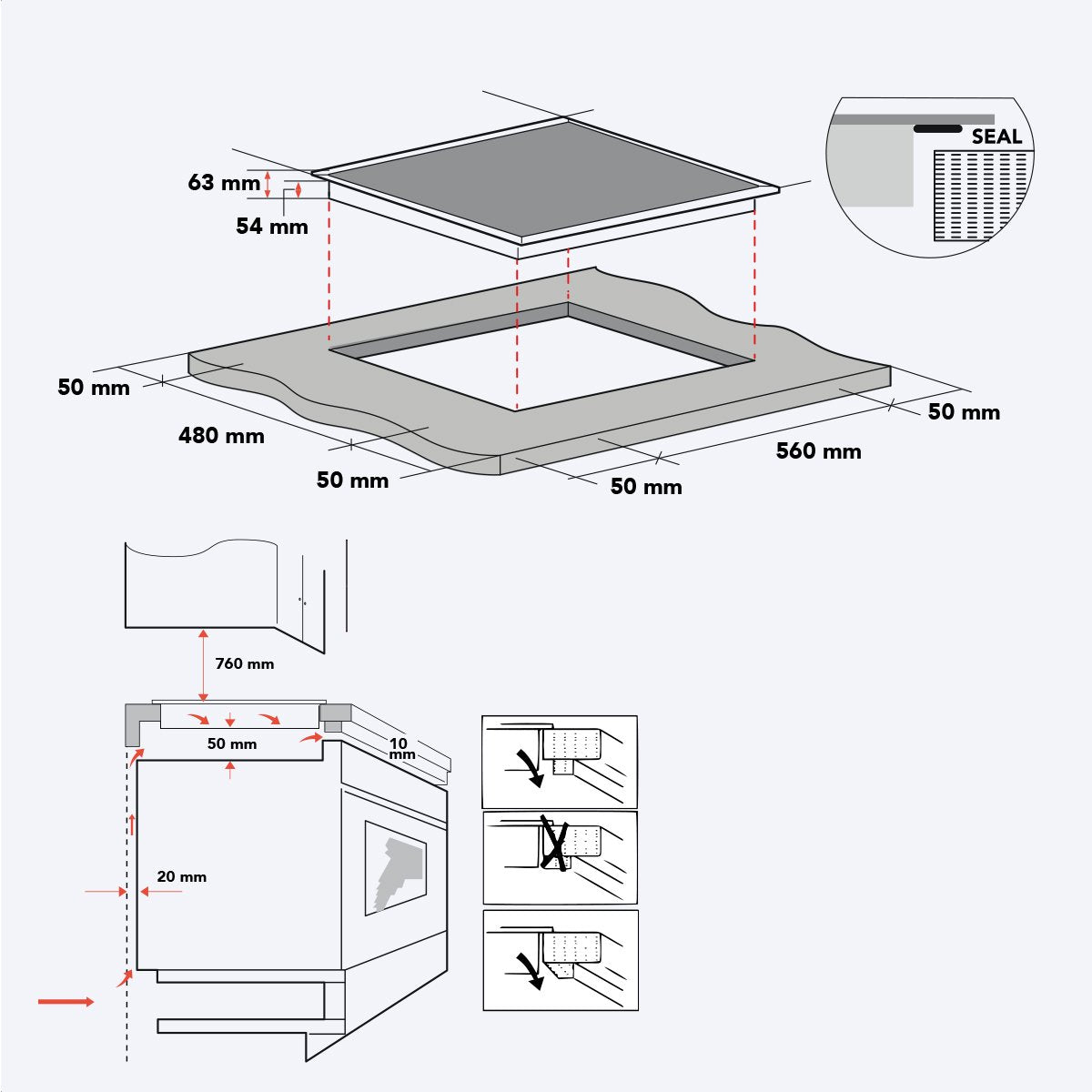 KitchenBrothers Inductiekookplaat – 4 Zones & Boostfunctie – 2300 W – 70 x 51 x 6,3 cm – Zwart