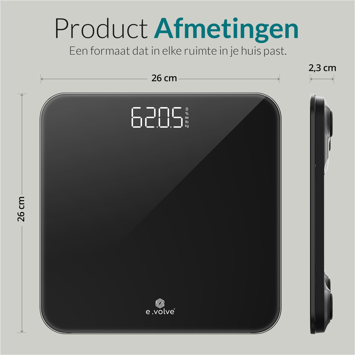 E-volve - Personenweegschaal Digitaal - Inclusief Batterijen - Gehard Glas - LCD Display - Tot 180 kg - Nauwkeurige Meting - Zwart