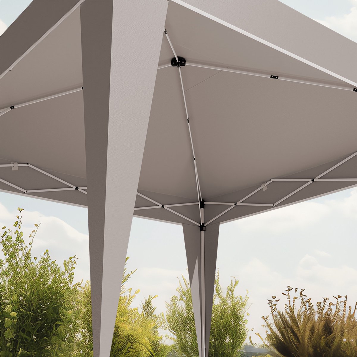 LifeGoods Partytent - Paviljoen - EasyUp - Opvouwbaar - Waterdicht - Met Draagtas - 300 x 300 cm - Beige