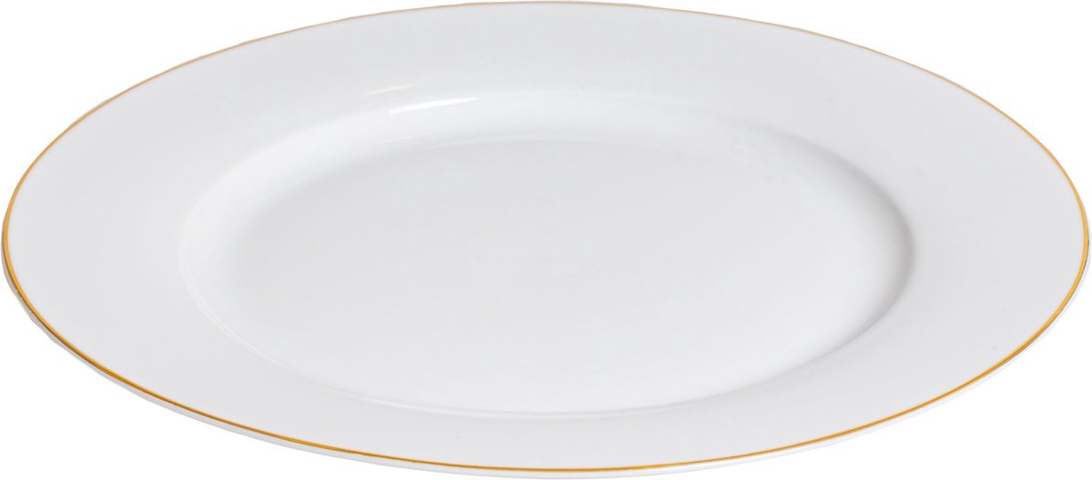 Studio Tavola 18-delige Serviesset Wit met Gouden Rand - 6 Dinerborden Ø 27,5 cm, 6 Diepe Borden Ø 21,5 cm, 6 Ontbijtborden Ø 20,5 cm