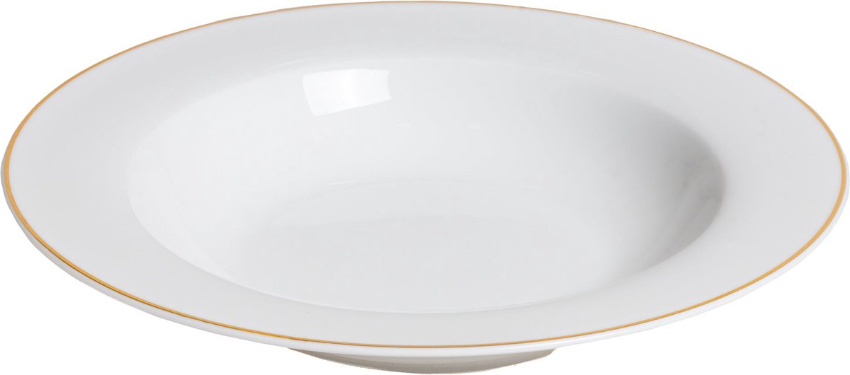 Studio Tavola 18-delige Serviesset Wit met Gouden Rand - 6 Dinerborden Ø 27,5 cm, 6 Diepe Borden Ø 21,5 cm, 6 Ontbijtborden Ø 20,5 cm