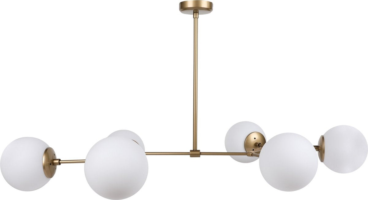 Hanglamp Damar 6-Lichts – 100x58x48 cm – Geel/Wit – Metaal – In hoogte verstelbaar