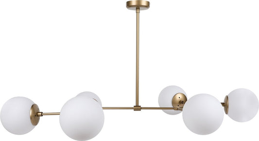 Hanglamp Damar 6-Lichts – 100x58x48 cm – Geel/Wit – Metaal – In hoogte verstelbaar