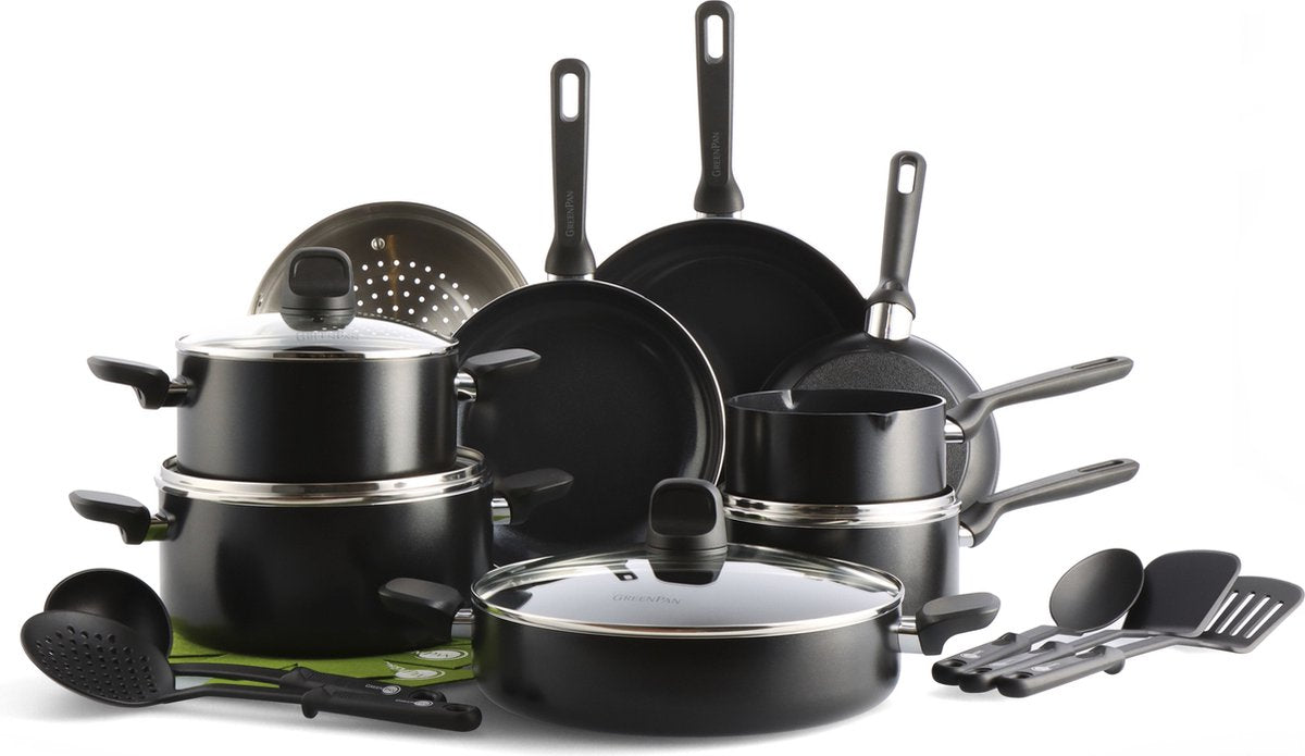 GreenPan - Memphis pannenset - Ø20-delig - Inductie - PFAS-vrij - Zwart