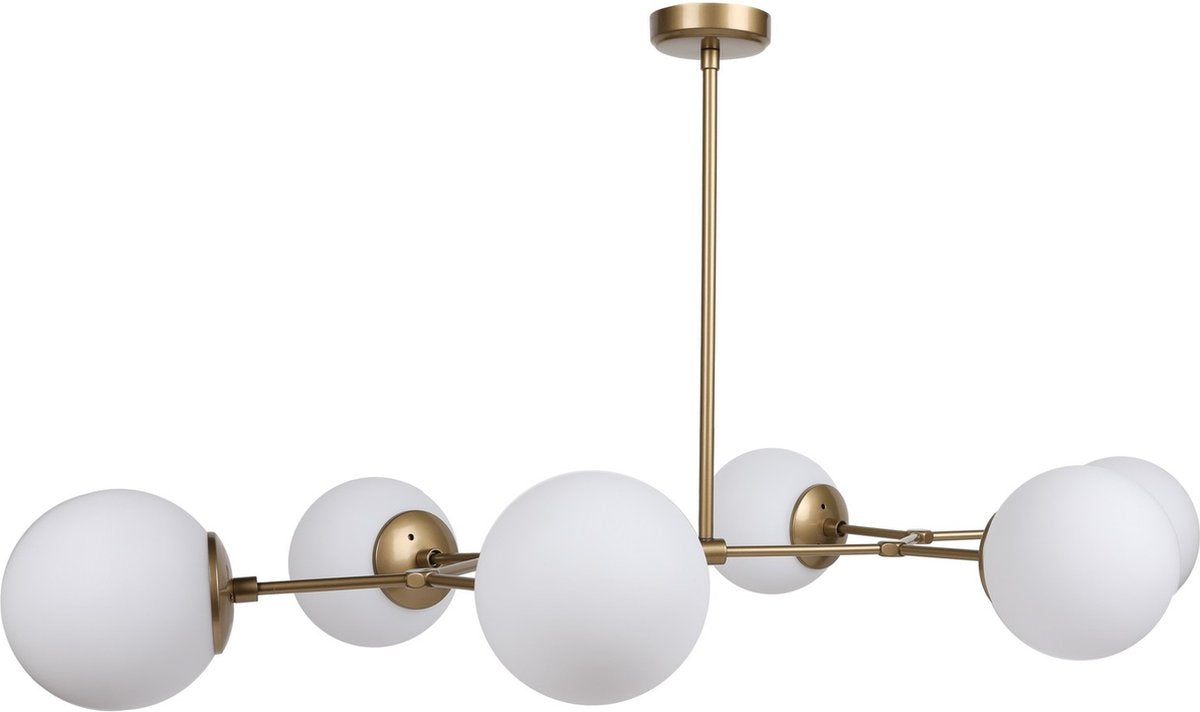 Hanglamp Damar 6-Lichts – 100x58x48 cm – Geel/Wit – Metaal – In hoogte verstelbaar