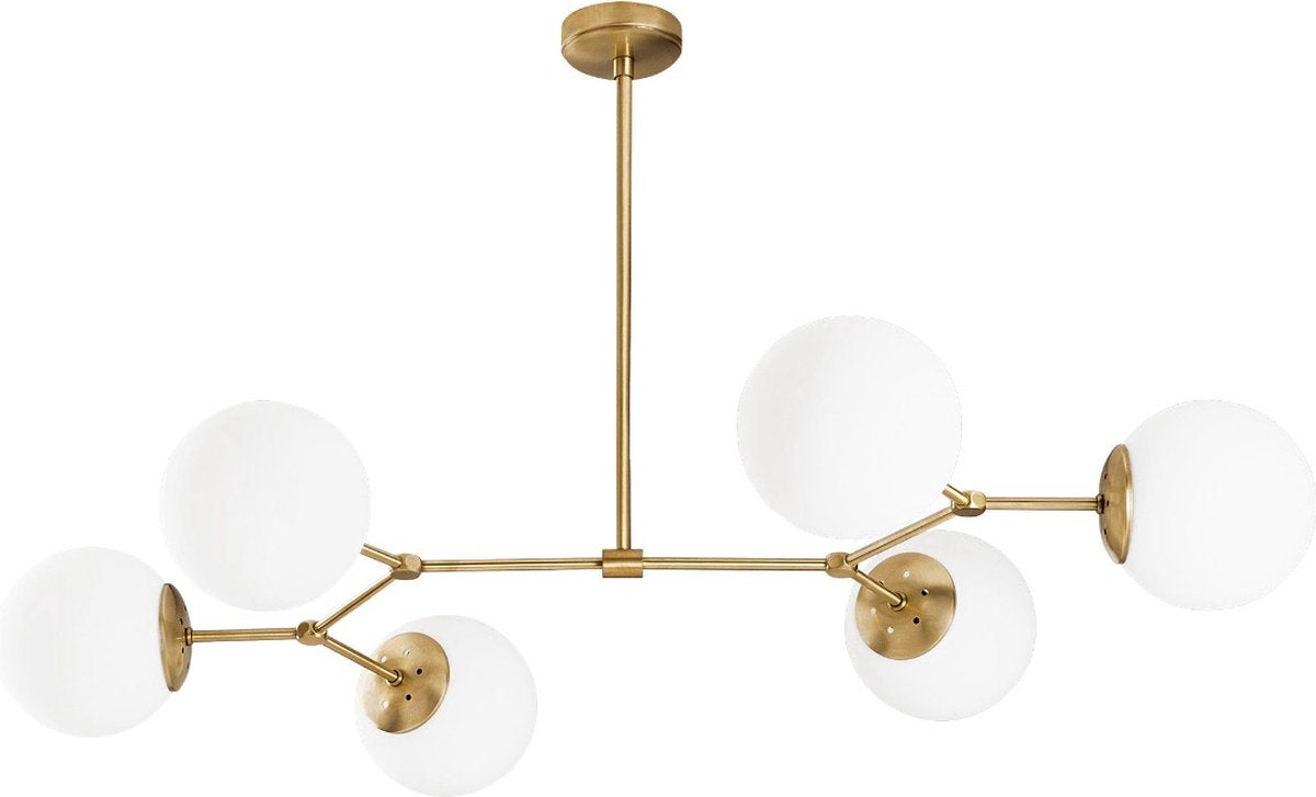 Hanglamp Damar 6-Lichts – 100x58x48 cm – Geel/Wit – Metaal – In hoogte verstelbaar