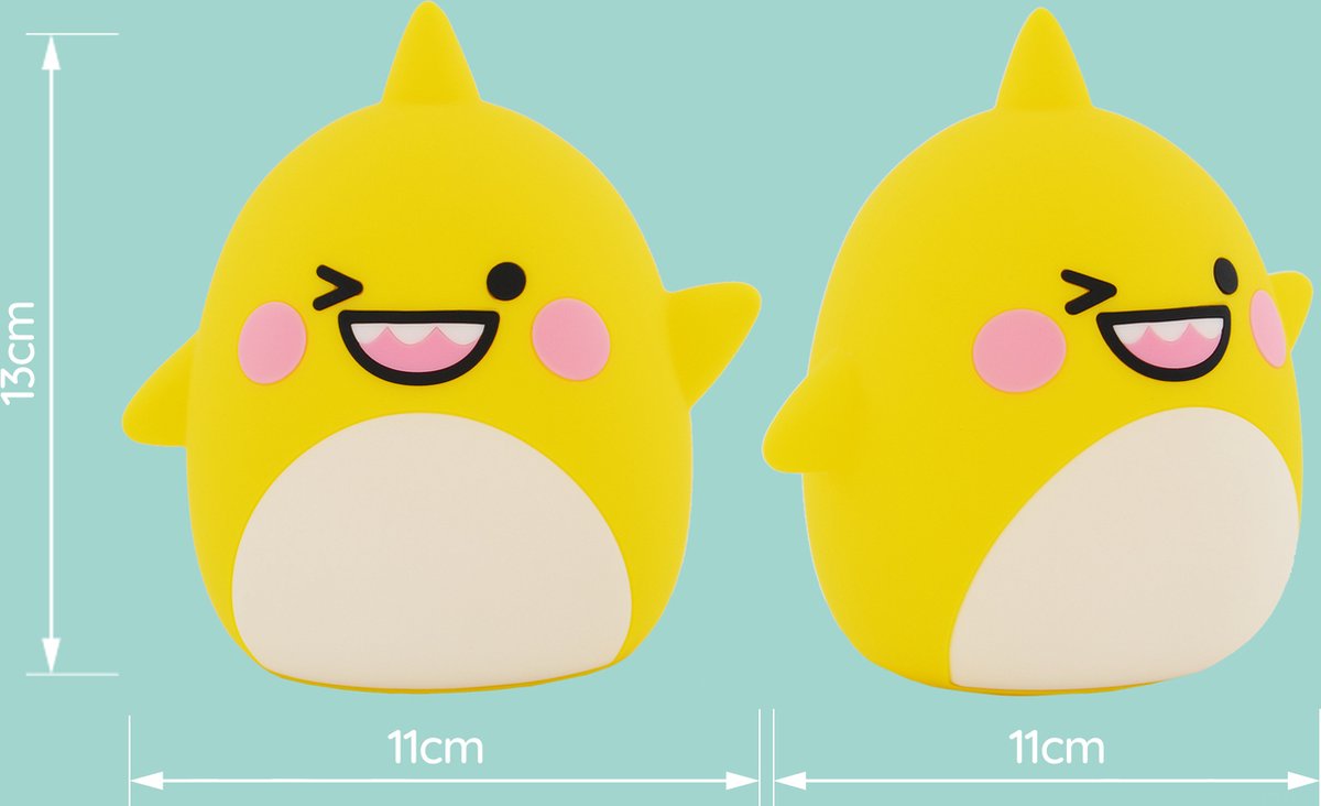 Sleepy Friends Kinder Nachtlampje Haai - 8 Kleuren - Dimbaar - Touch & Afstandsbediening - USB Oplaadbaar - 95x97x100 mm - Zachte Siliconen