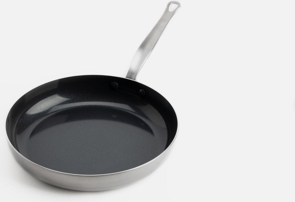 Mauviel 1830 Braadpan 24 cm – RVS/Aluminium – Zwart & Metaalzilver – Geschikt voor inductie en oven