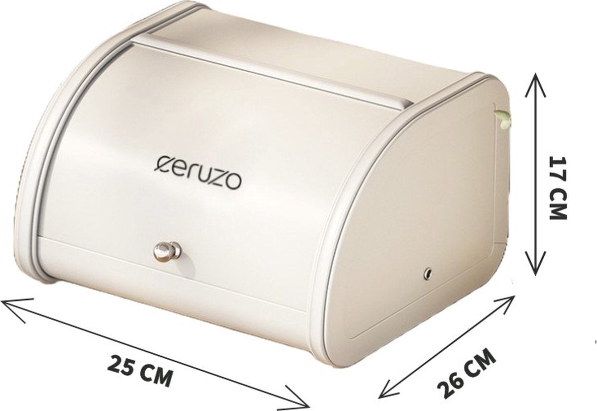 Ceruzo Broodtrommel-Schuifdeksel - Retro Design- Opbergbox Keuken-Mat Soft Beige- 25 x 26 x H17 cm
