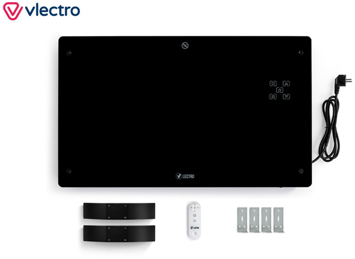 Vlectro - Slim verwarmingspaneel met instelbare timer - Zwart