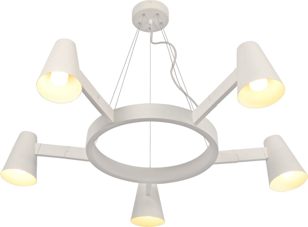 it's about RoMi Hanglamp Biarritz – Wit – Ø100 cm – 5-lichts – Moderne draaibare kroonluchter
