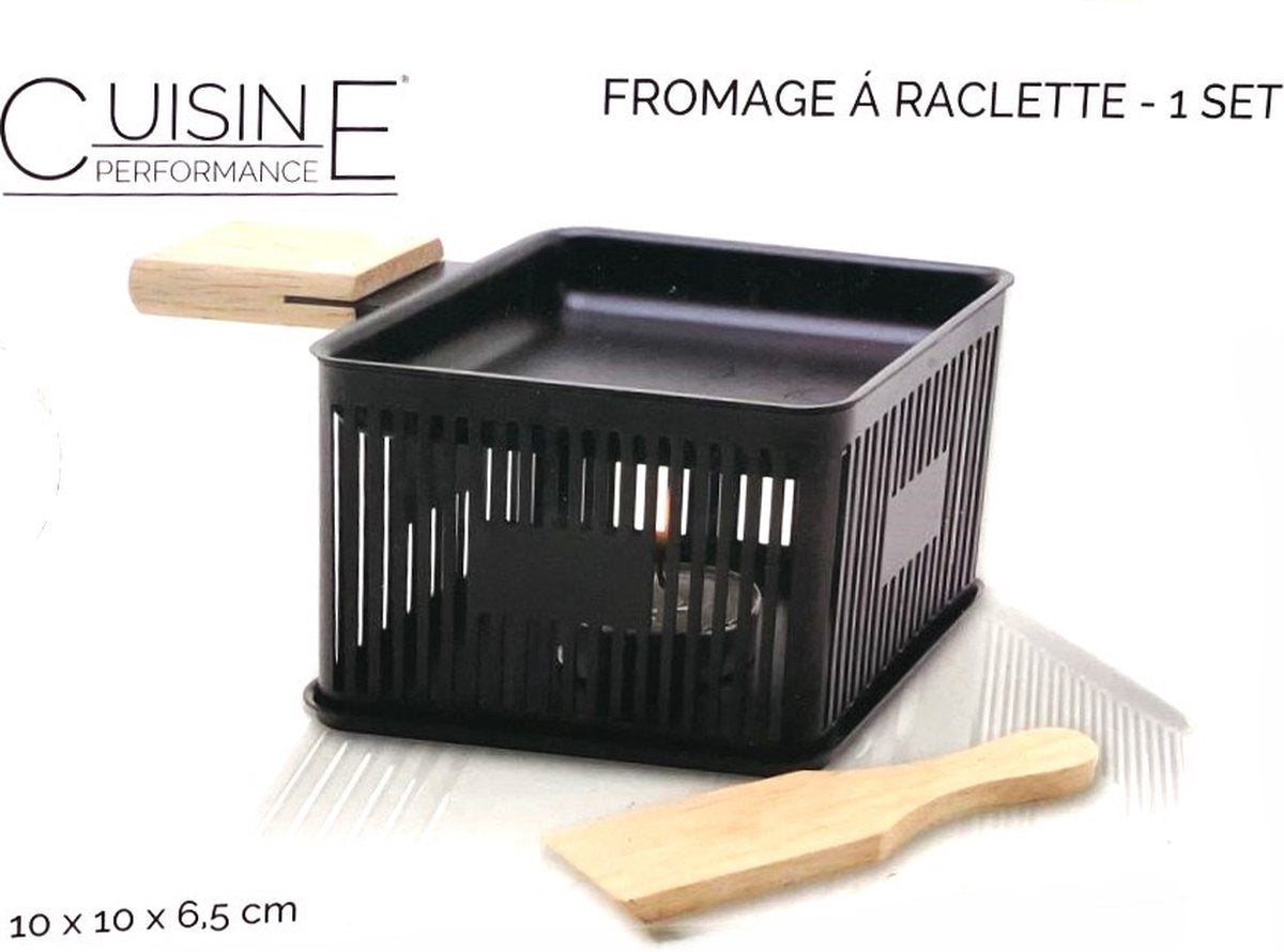 Raclette & Kaasfondue To-Go – Compact 1-Persoons Set met Waxinelichtje – 10×10×6,5 cm – Inclusief Houten Spatel