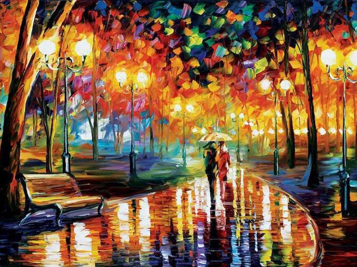 Riefco Schilderen op Nummer – Romantisch Park – 30x40 cm – Meerkleurig – Canvas