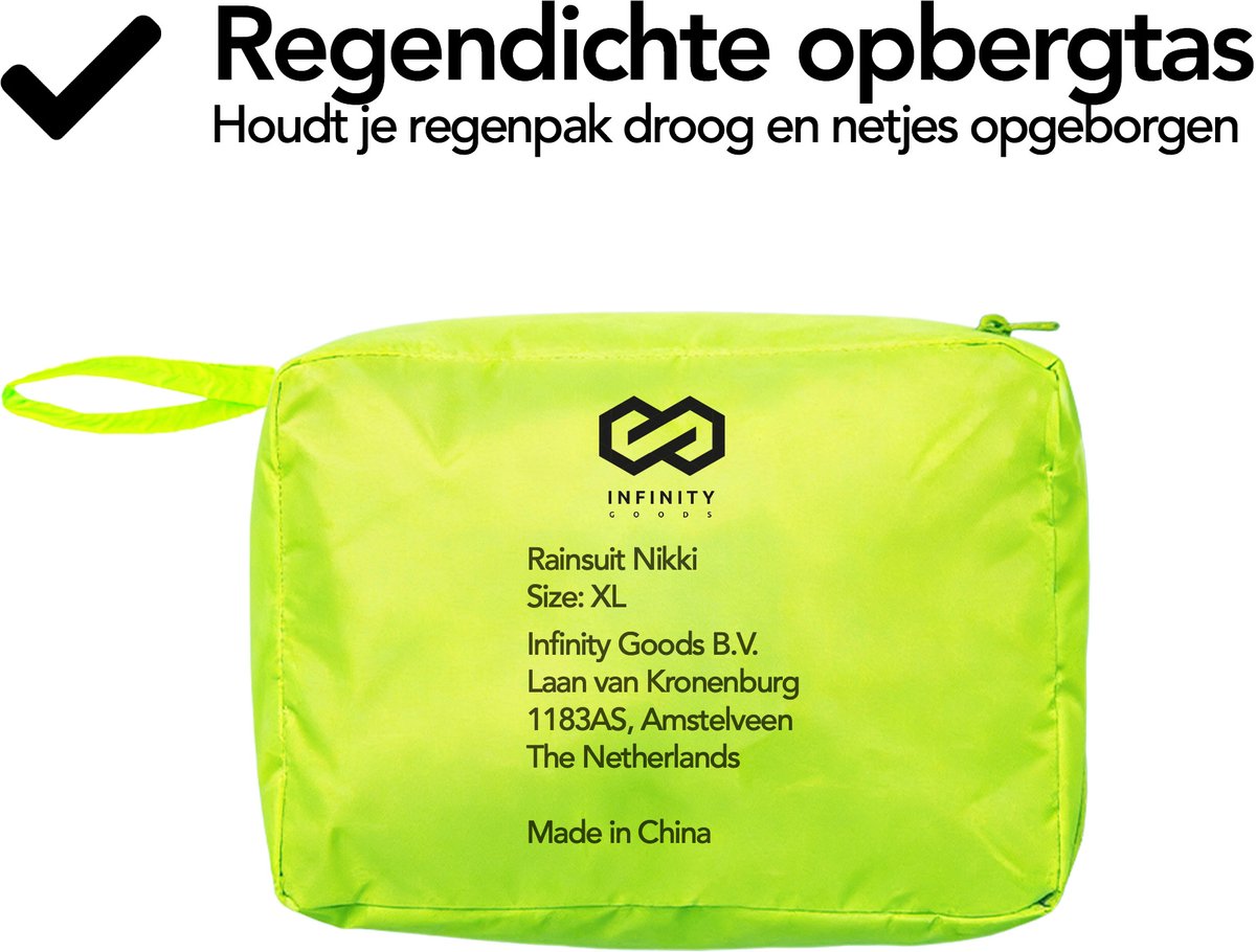 Infinity Goods Regenpak Nikki - Waterdicht & Ademend - Reflecterend - 2-delig Regenpak - Unisex - Fluo Geel - Maat XL