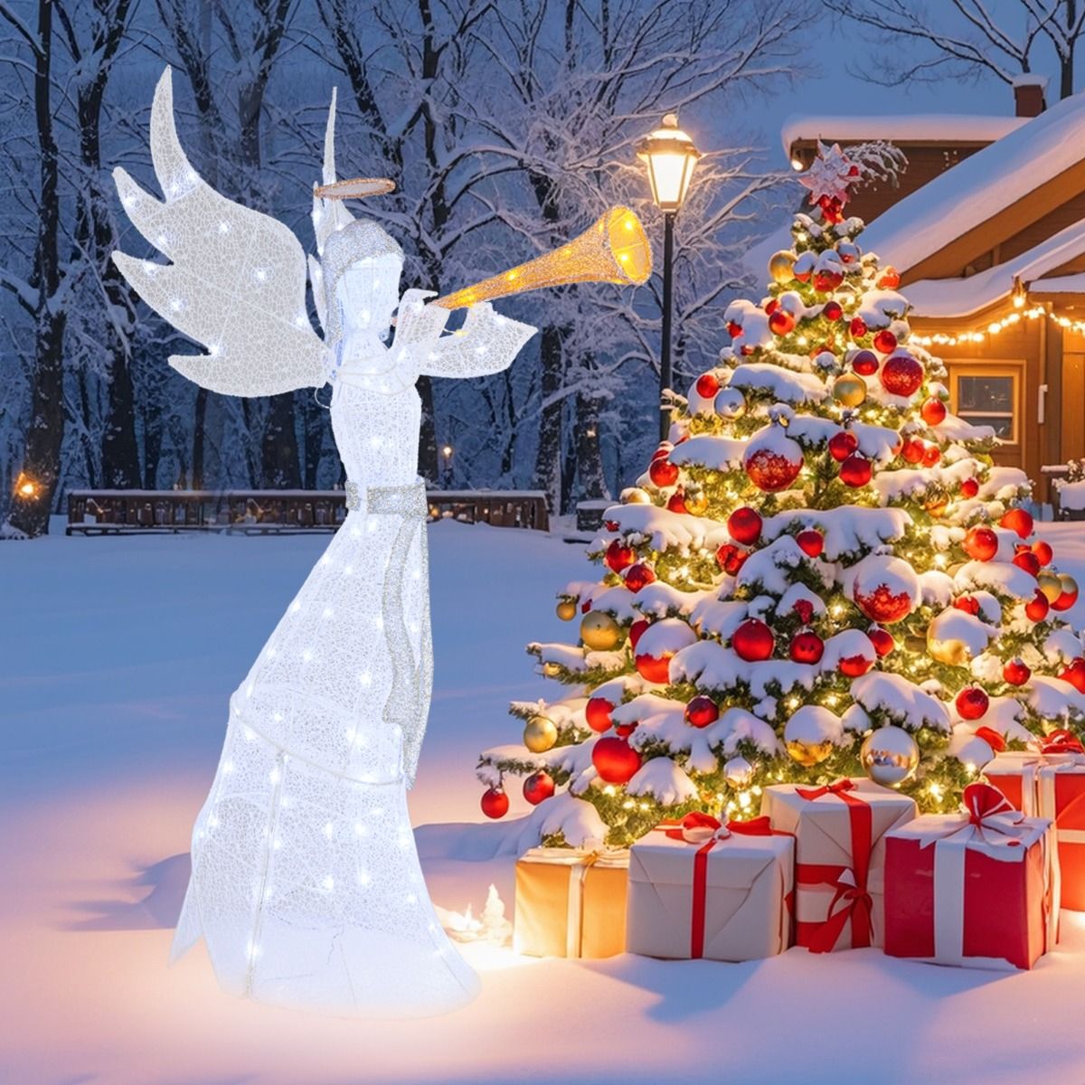Coast Verlichte Kerstengel voor Binnen en Buiten – Warm & Koel Wit – 100 LED – IP44 – 88 x 58 x 156 cm