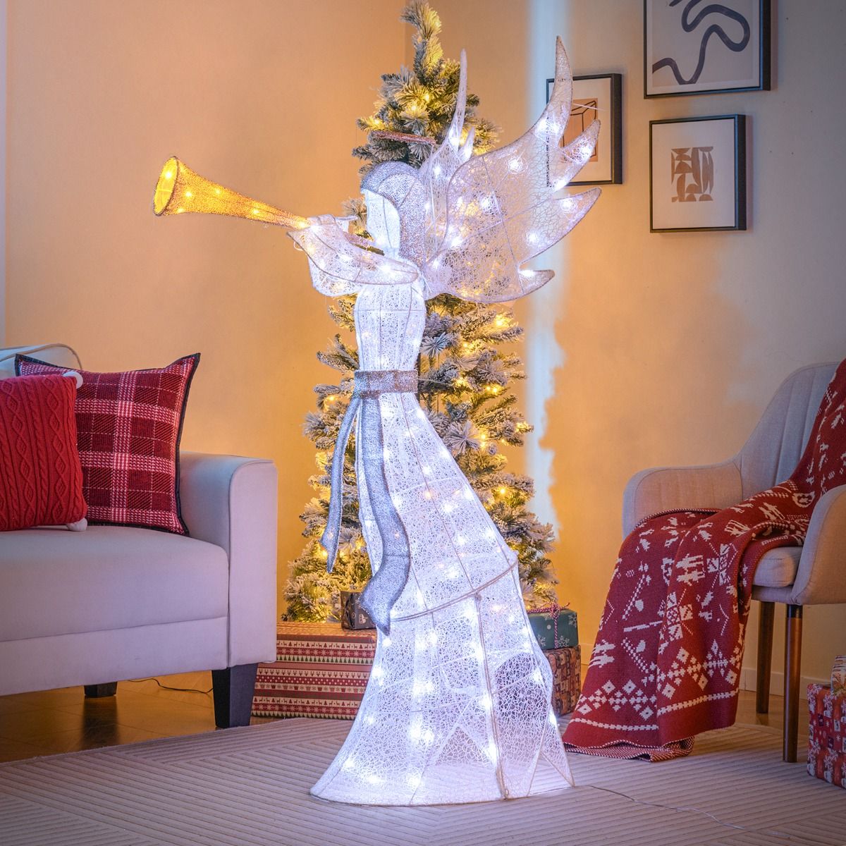 Coast Verlichte Kerstengel voor Binnen en Buiten – Warm & Koel Wit – 100 LED – IP44 – 88 x 58 x 156 cm